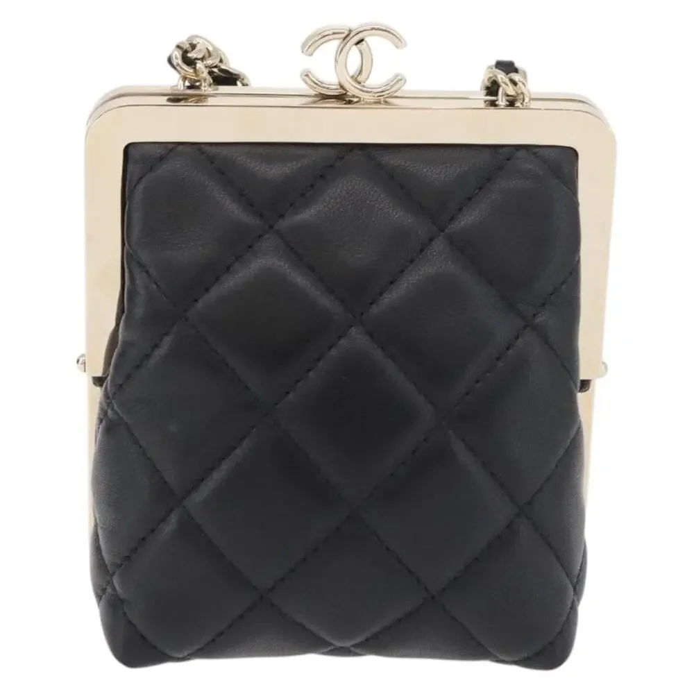 Chanel Matelasse Lambskin Chain Crossbody Bag Black
